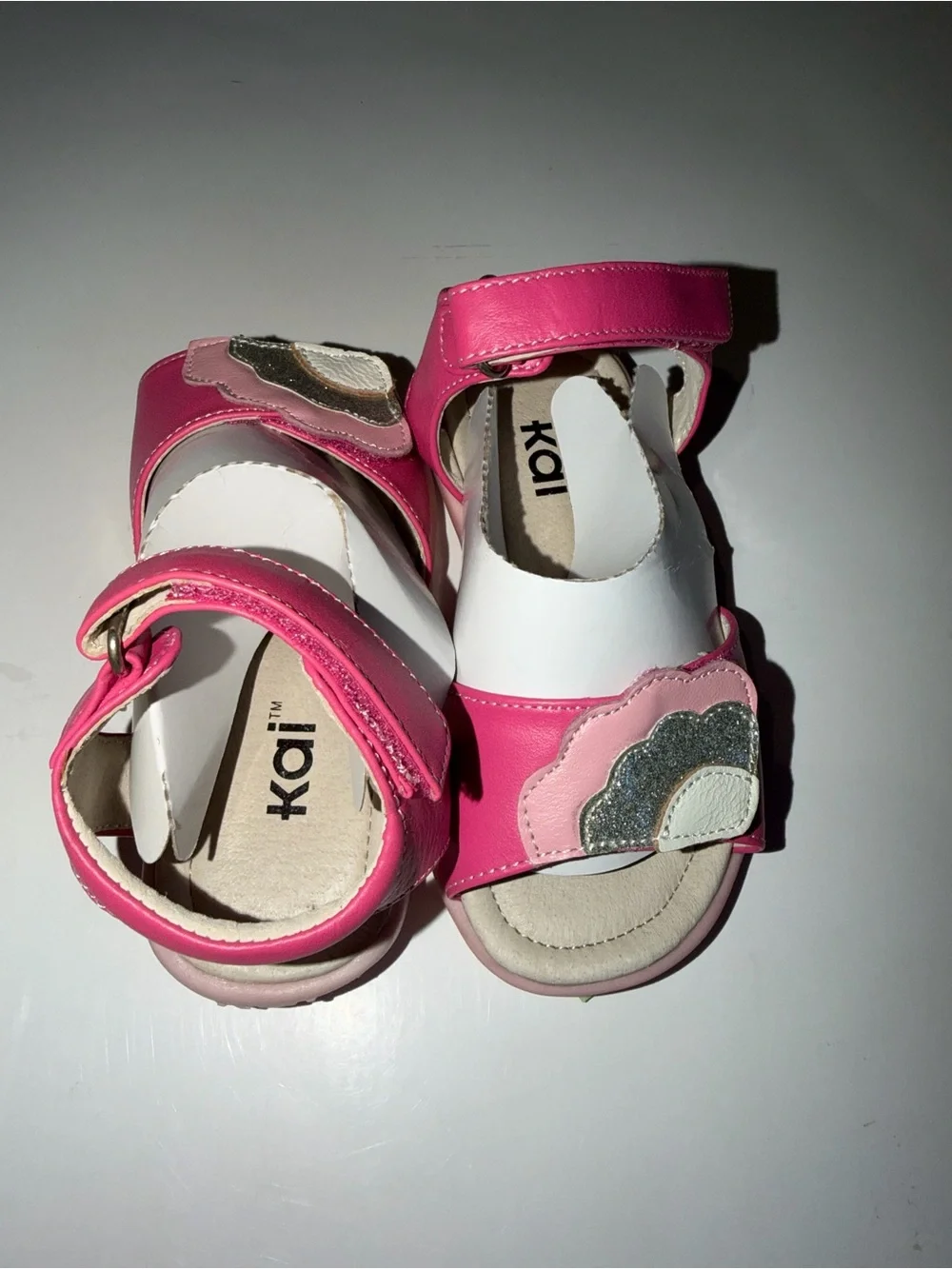 See Kai Run Hot Pink and White Floral Applique Toddler Sandals